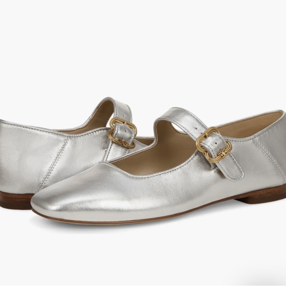 Sam Edelman Michaela Mary Jane Flat - Silver Metallic Leather
